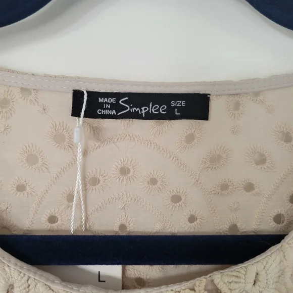 NWT Simplee Tan Eyelet High Waist Dress Size Large - Picture 10 of 12